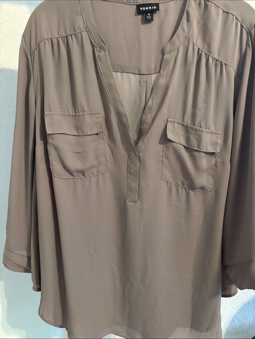 torrid Gray Split-Neck Harper Blouse